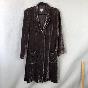 J Jill Velvet Coat Womens M Brown Duster Boho Glam Fairy Grunge Statement